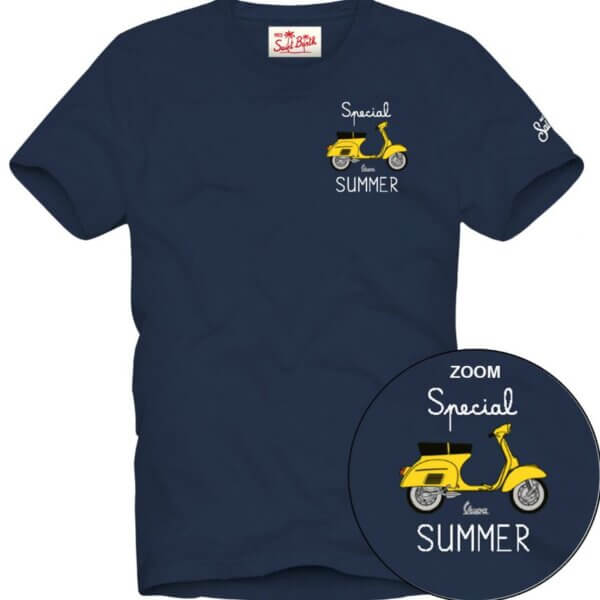 T-shirt MC2 SAINT BARTH Man in cotone con ricamo "Special summer"