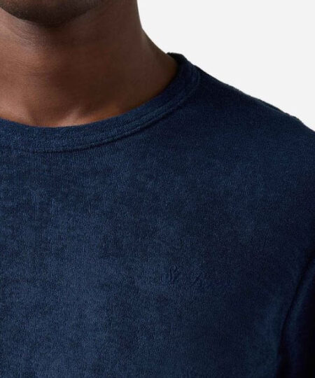 T-shirt uomo MC2 Saint Barth tinta unita blu in spugna