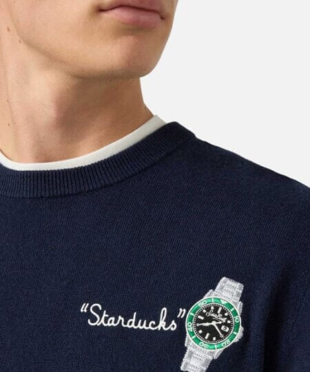 Maglione uomo MC2 Saint Barth girocollo Heron Light con ricamo ''Starducks''