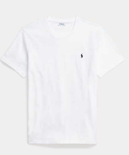 T-shirt manica corta POLO RALPH LAUREN in cotone bianca cavallino ricamato blu