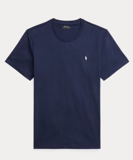 T-shirt manica corta POLO RALPH LAUREN in cotone Blu Navy cavallino ricamato bianco