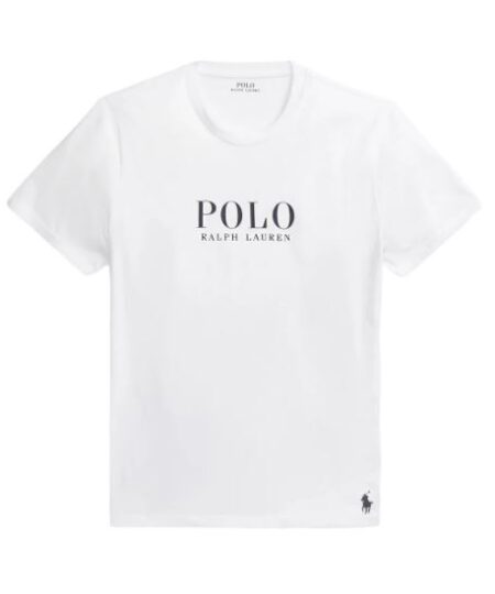 T-shirt manica corta POLO RALPH LAUREN in cotone Bianco con logo POLO e cavallino ricamato blu