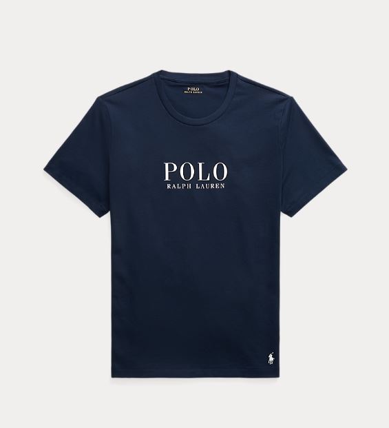 T-shirt manica corta POLO RALPH LAUREN in cotone Blu Navy con logo POLO e cavallino ricamato bianco