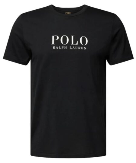 T-shirt manica corta POLO RALPH LAUREN in cotone Nero con logo POLO e cavallino ricamato bianco