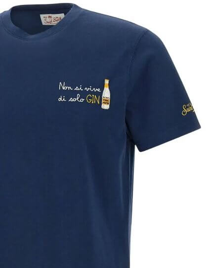 T-shirt uomo MC2 Saint Barth Arnott con ricamo " Non si vive di solo GIN"