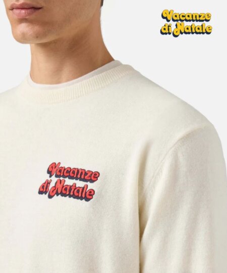 Maglione uomo MC2 Saint Barth girocollo Heron Light con ricamo " Vacanze di Natale" | VACANZE DI NATALE SPECIAL EDITION