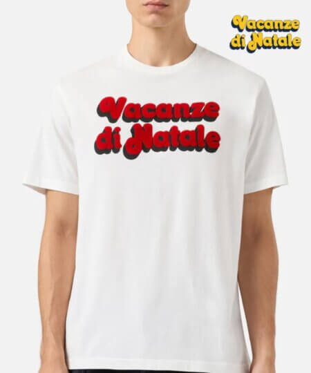 T-shirt uomo MC2 Saint Barth Arnott Warm con stampa flock "VACANZE di NATALE"
