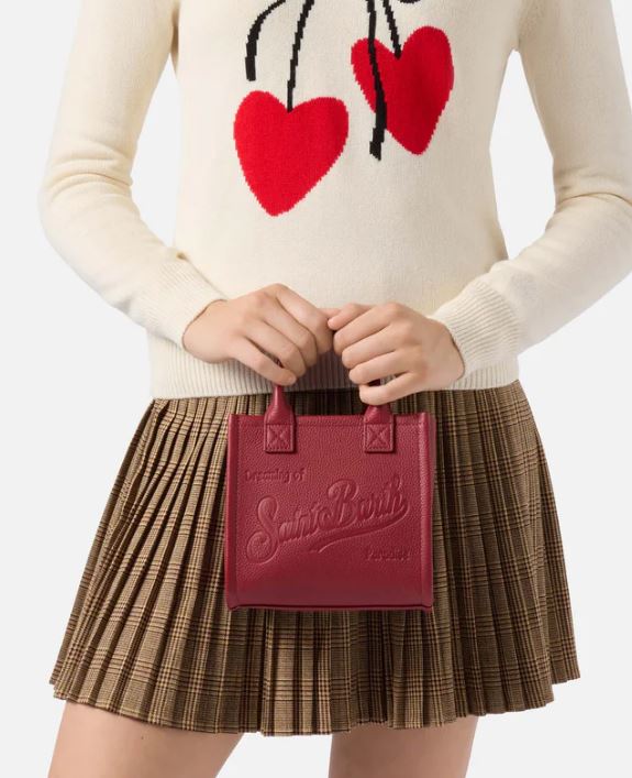 Borsa donna MC2 Saint Barth a spalla Vanity bag Mini in pelle martellata - BORDEAUX - immagine 2