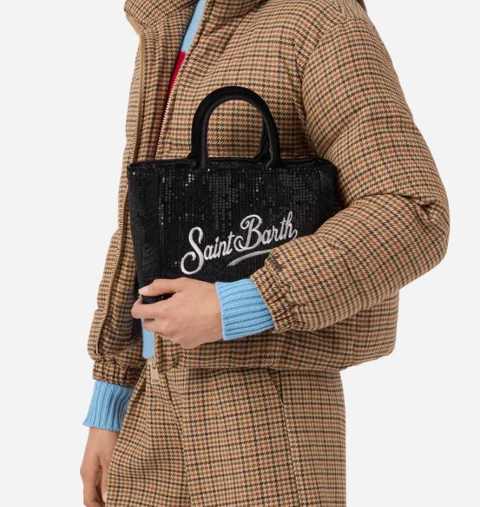 Borsa donna MC2 Saint Barth a mano Vanity Mini Velvet in velluto e paillettes - NERO - immagine 2