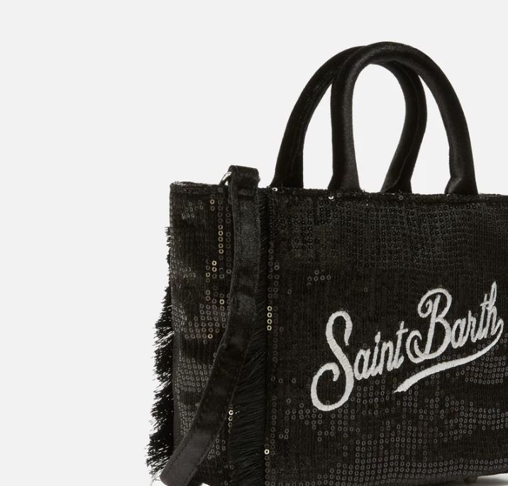 Borsa donna MC2 Saint Barth a mano Vanity Mini Velvet in velluto e paillettes - NERO - immagine 3