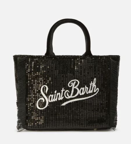 Borsa donna MC2 Saint Barth a mano Vanity Mini Velvet in velluto e paillettes - NERO