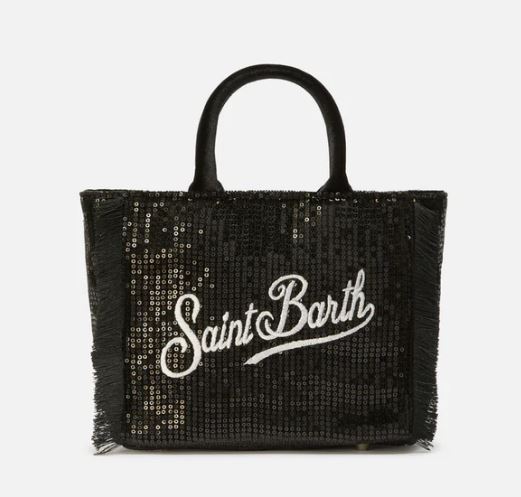 Borsa donna MC2 Saint Barth a mano Vanity Mini Velvet in velluto e paillettes - NERO