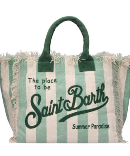 Borsa MC2 Saint Barth in tela di cotone Vanity Stripes Pop V53