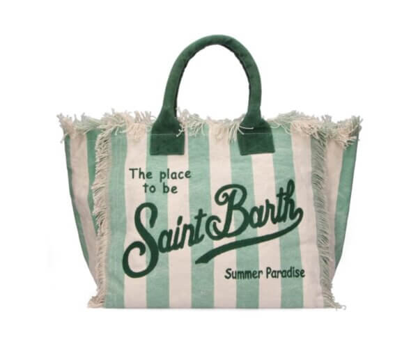 Borsa MC2 Saint Barth in tela di cotone Vanity Stripes Pop V53