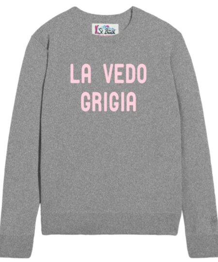Maglione MC2 SAINT BARTH donna new queen in misto cashmere LA VEDO GRIGIA col. grigio