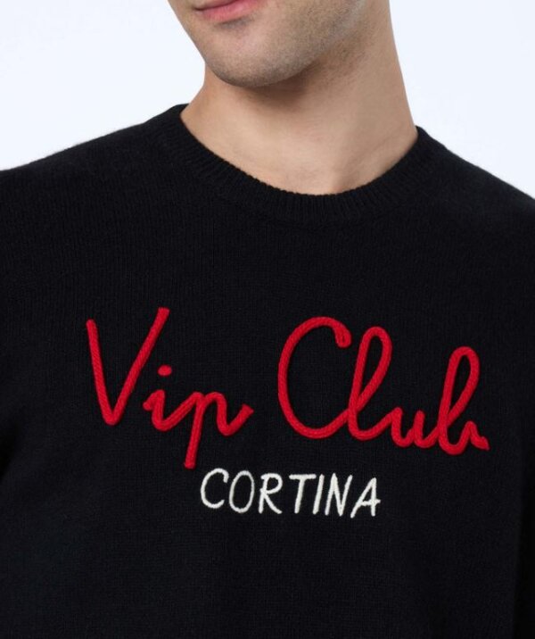 MC2 SAINT BARTH Maglione nero da uomo Heron con ricamo Vip Club Cortina | VIP CLUB CORTINA SPECIAL EDITION
