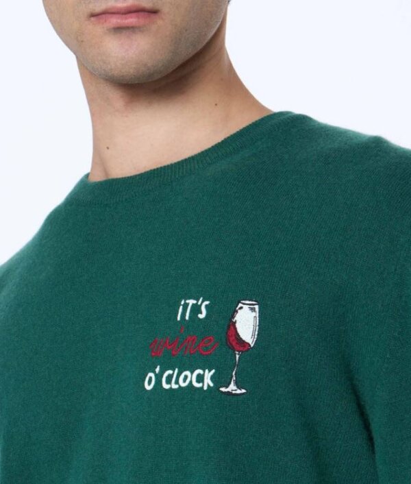 MC2 SAINT BARTH uomo Maglione uomo verde Heron con ricamo Wine o'clock
