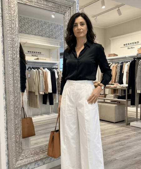 Weekend Max Mara - Pantalone in gabardina di cotone stretch WKDBELLICO - Bianco