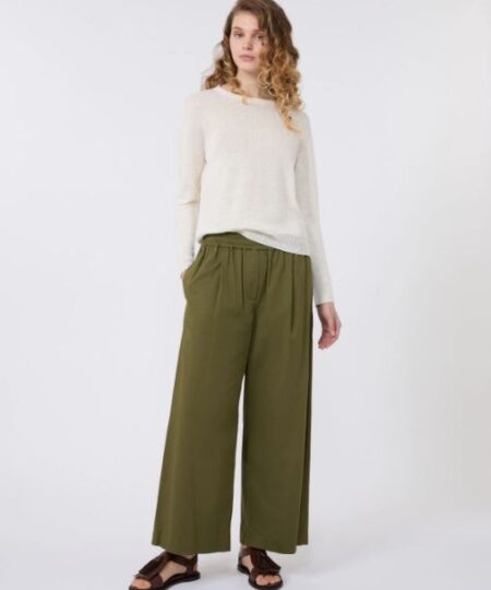 Weekend Max Mara - Pantalone in rasetto di cotone  WKDGOLFO - Verde Kaki