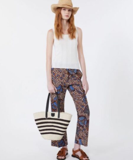 Weekend Max Mara - Pantalone in stuoia di cotone stampato WKDONDE - Cuoio