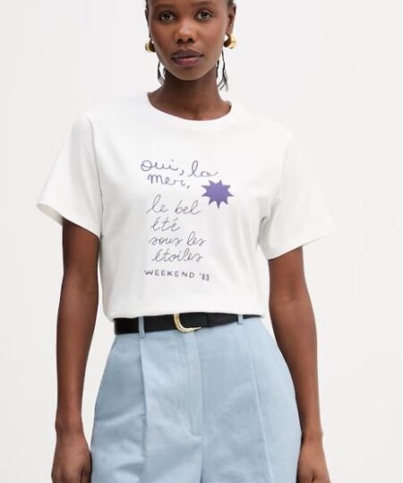 Weekend Max Mara - T-Shirt in jersey di cotone con scritta WKDPANTERA - Bianco