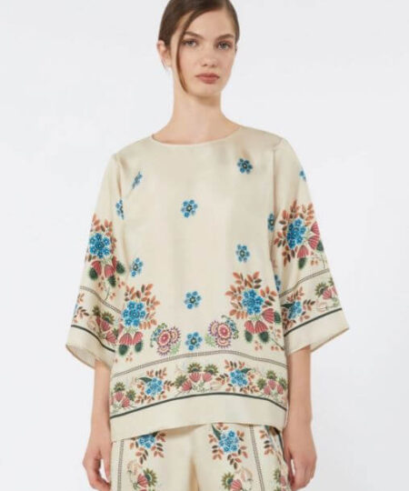 Weekend Max Mara - Blusa in twill di seta stampata WKDSAMBA - Avorio