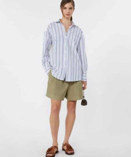 Weekend Max Mara - Camicia in cotone a righe e pizzo sangallo WKDTESSILE - Blu