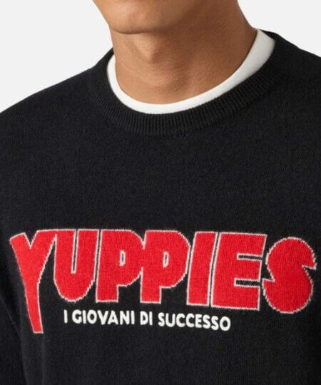 Maglione uomo MC2 Saint Barth girocollo Heron Light con jacquard YUPPIES e ricamo Special Edition